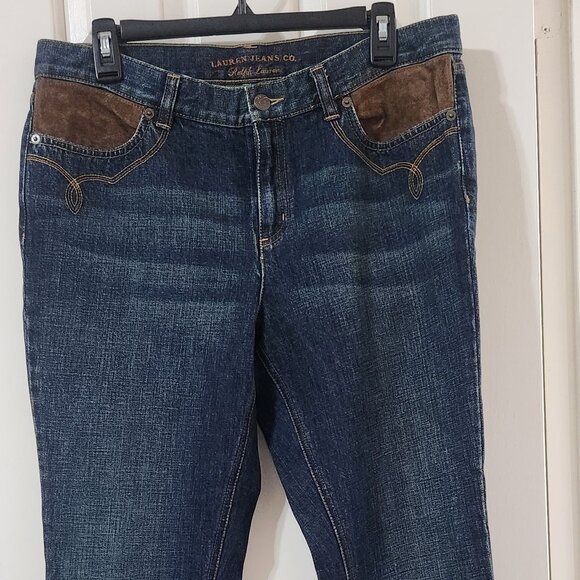 Sz 10 Ralph Lauren Jeans Western Leather Detail - Picture 1 of 13